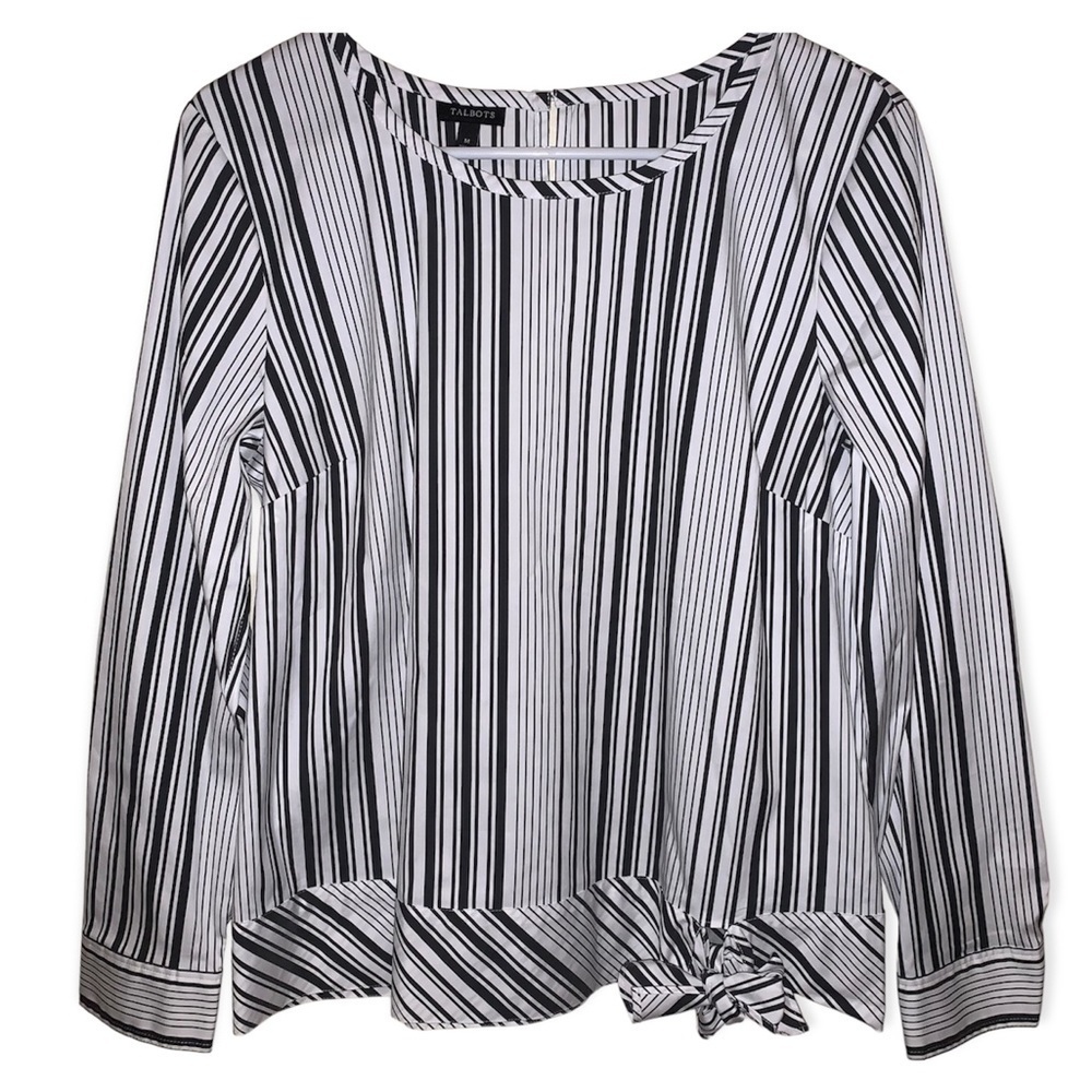 EUC Talbots Striped Blouse With Bow
